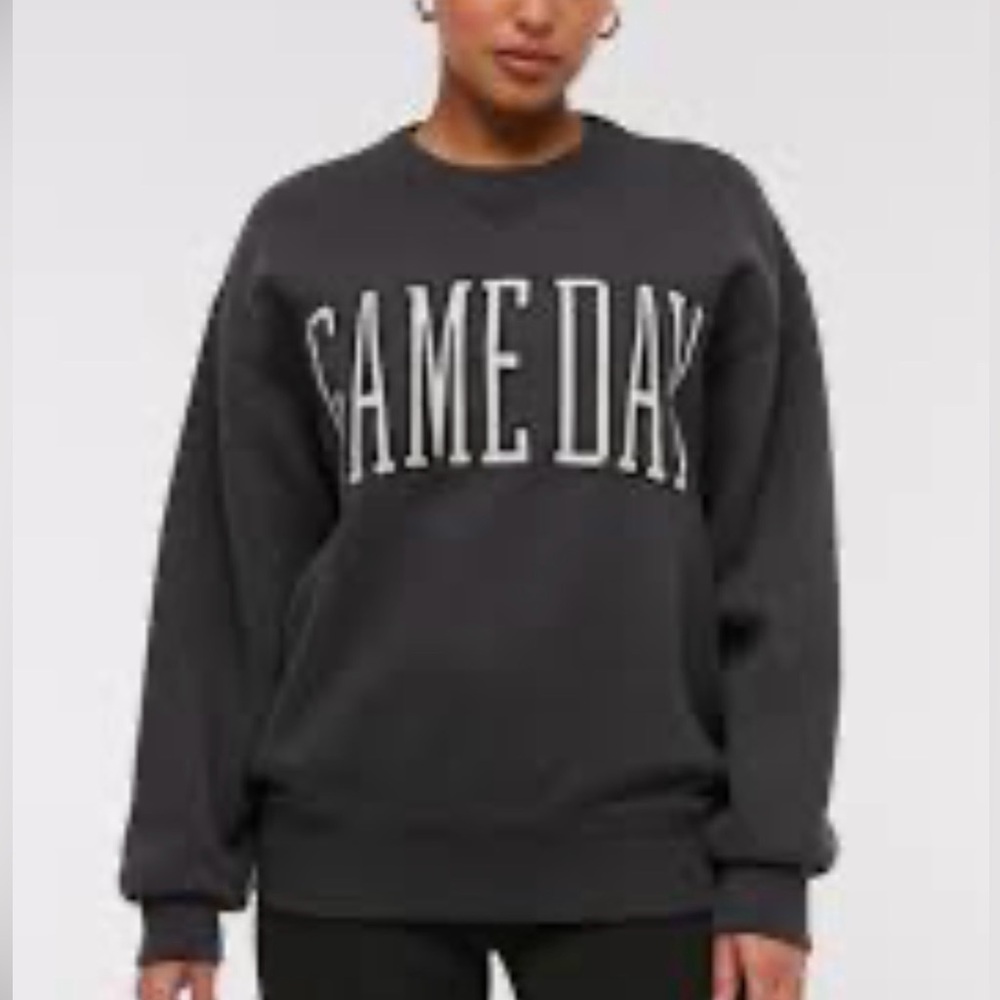 Abercrombie & Fitch Tailgate Sunday Crew Charcoal White Graphic Size Small - Picture 2 of 10